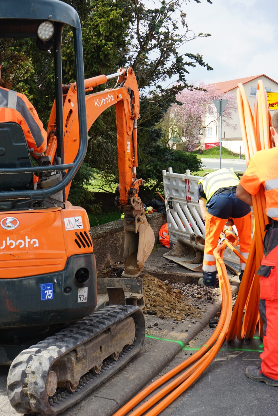 Trenching fiber ducts